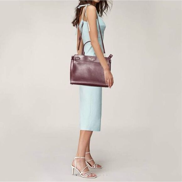 Kate Spade New York Leather Large Satchel Staci in Cherrywood - Picture 4 of 14
